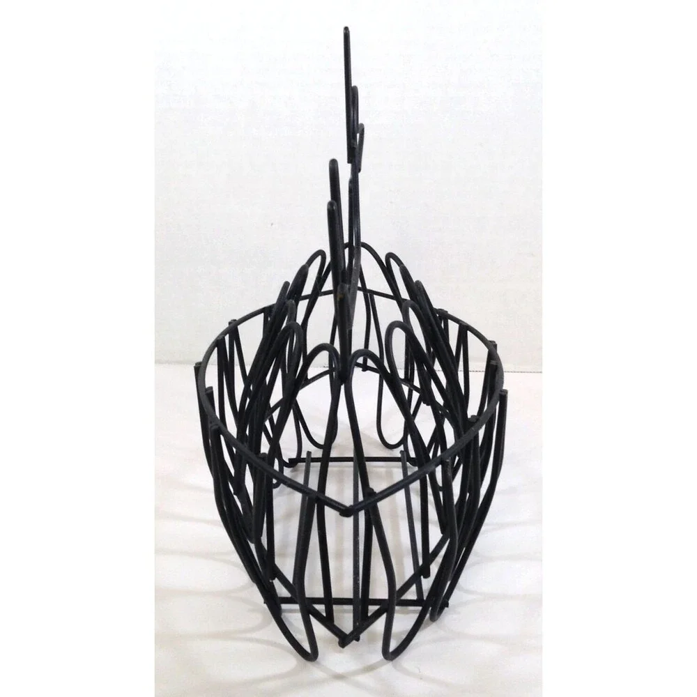 Vtg Wire Chicken Hen Egg Basket Black Farmhouse Country Homestead Kitchen 11x5x9